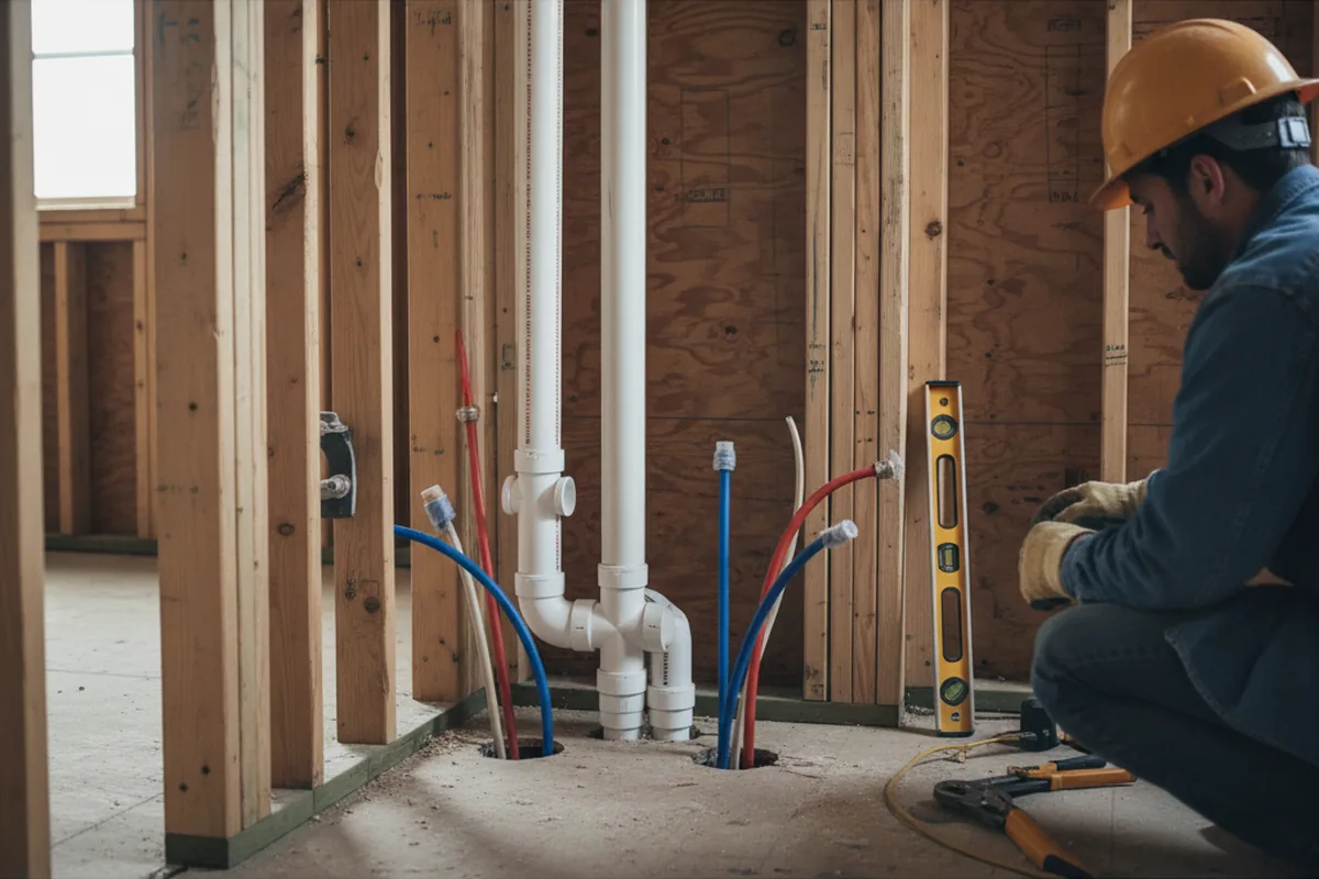 Drain and supply rough-in during Leak Detection in Morristown