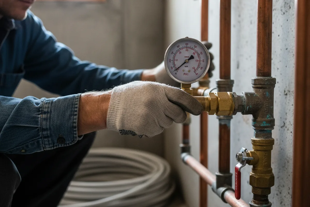 Pressure testing a repaired line during Water Line Repair in Morristown